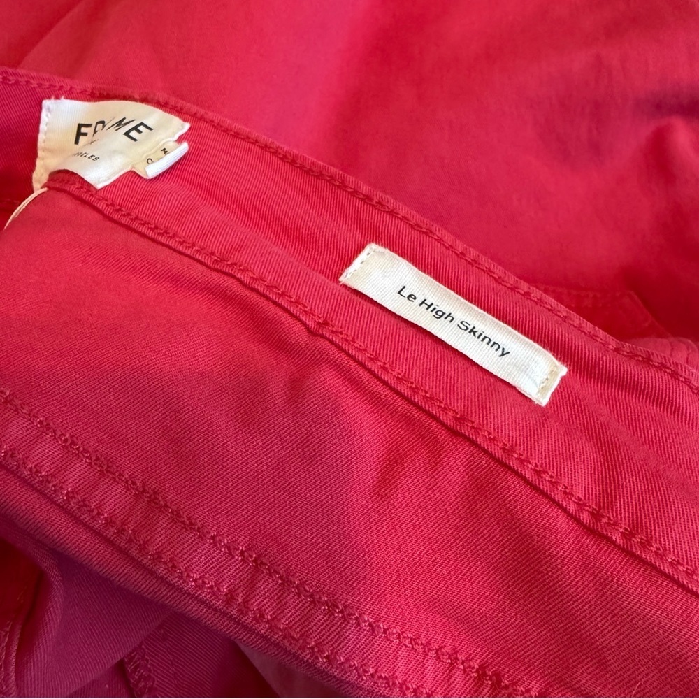 Frame Denim Le High Skinny Vintage Red Jeans Pants Stretch Raw Hem SIze 28 Women - Picture 13 of 14